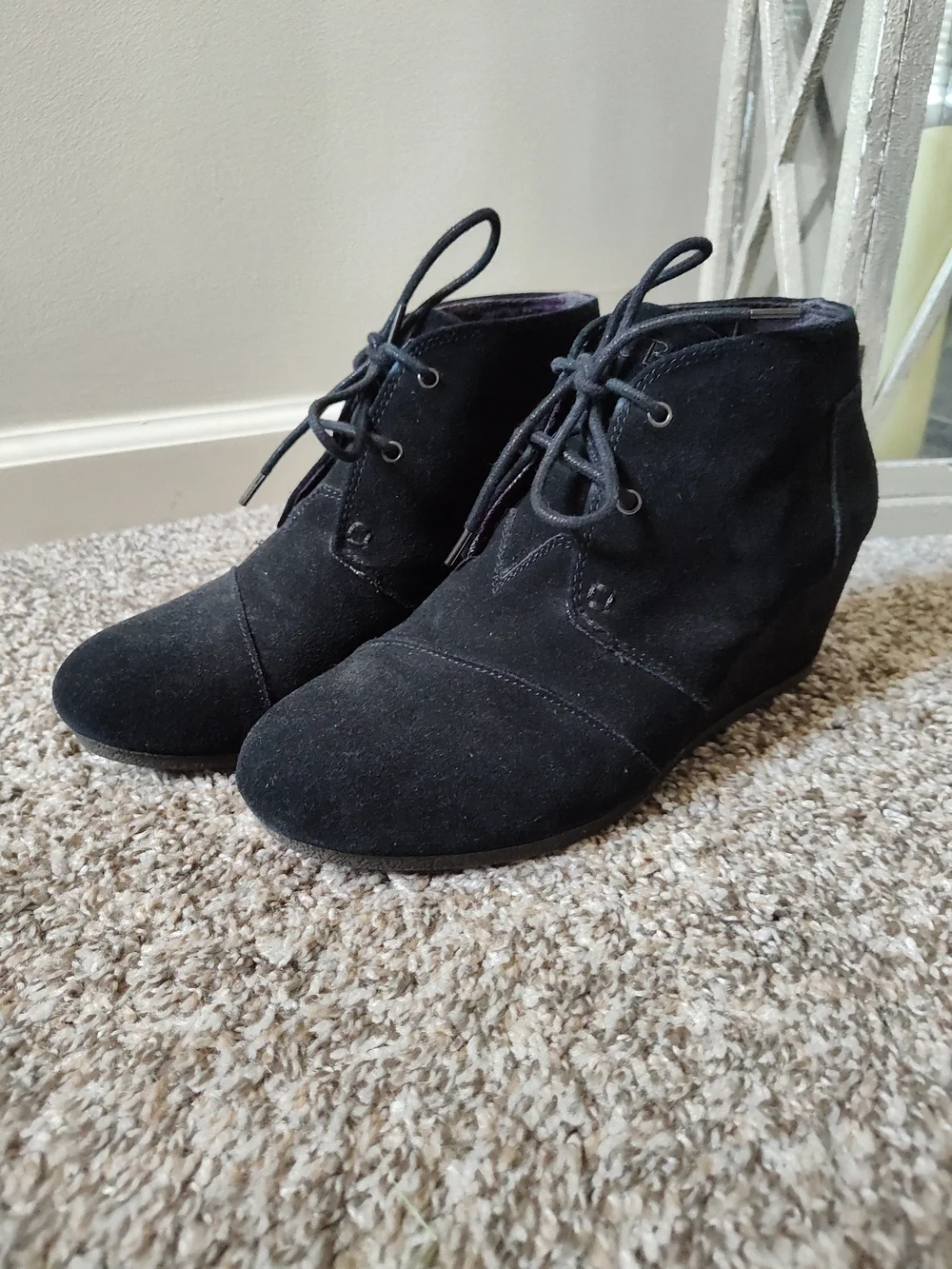 BOBS from Skechers Black Suede Wedge Ankle Boots
